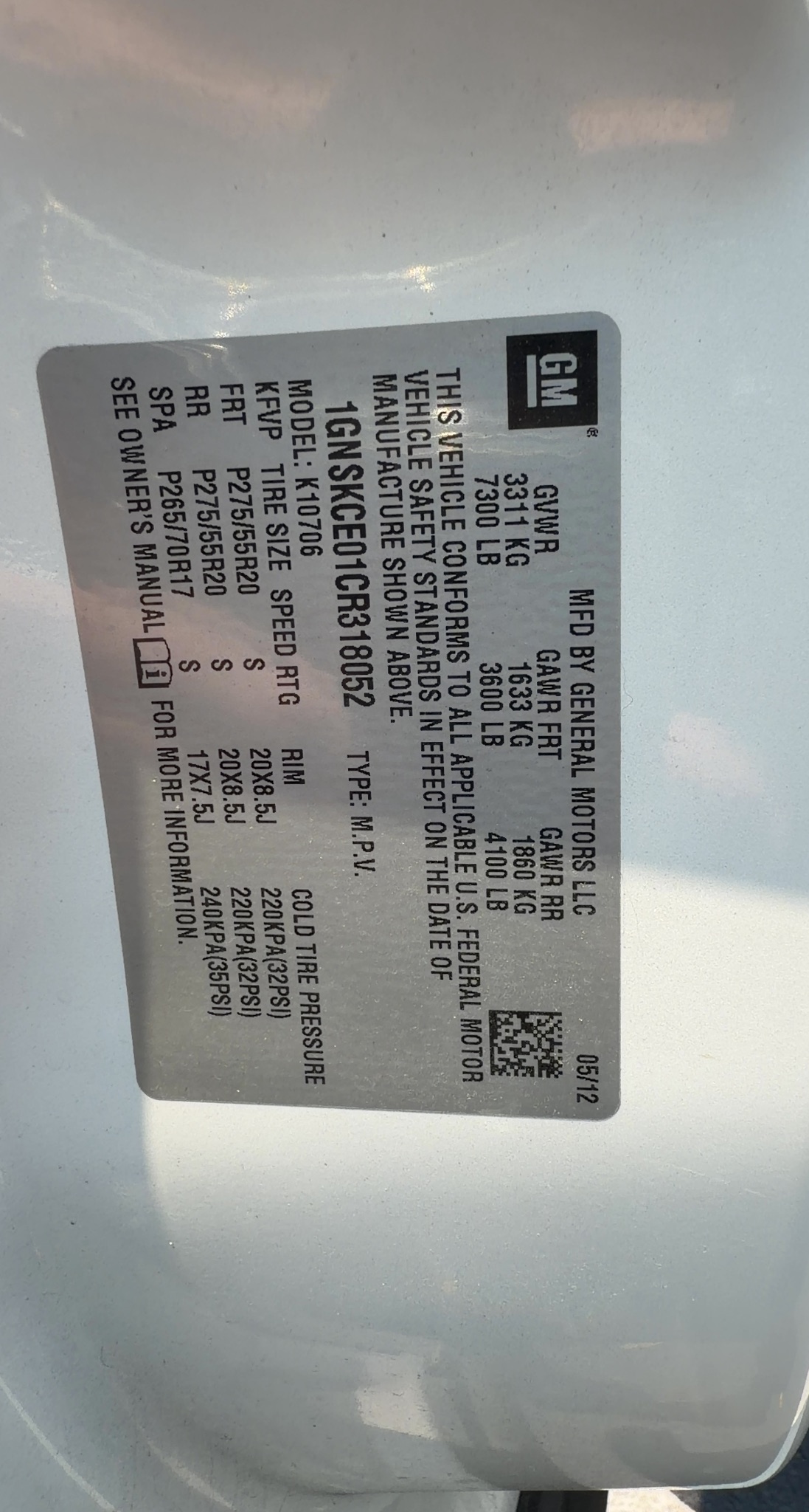 VIN label